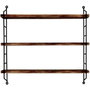 Hanah Home Wr088 Estantería de Pared de Madera y Metal Negro y Nogal
